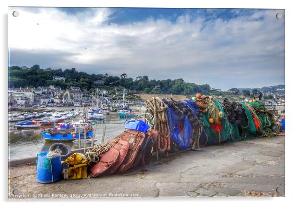 Fishing Tackle Lyme Regis Acrylic by Sheila Ramsey