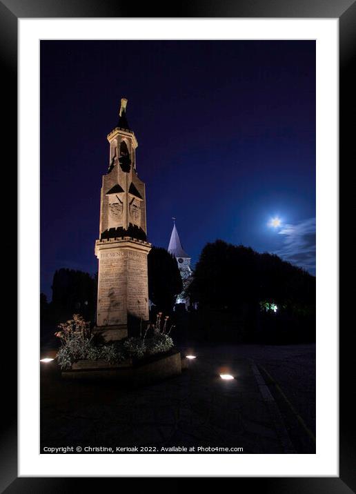 Burwash War Memorial Under A Full Moon Framed Mounted Print by Christine Kerioak
