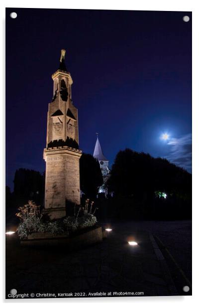 Burwash War Memorial Under A Full Moon Acrylic by Christine Kerioak