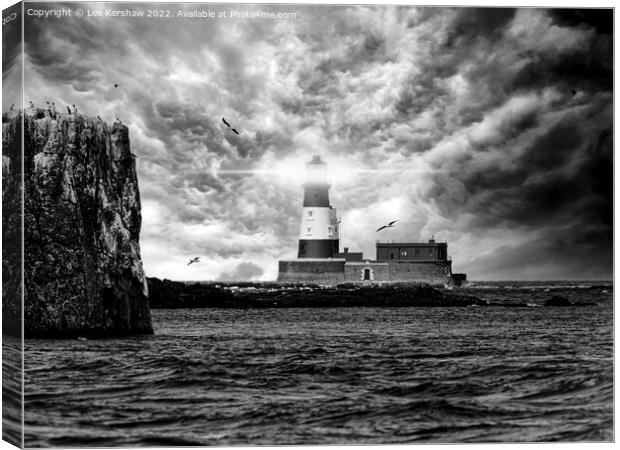 The Resilient Beacon of Longstone Lighthouse Canvas Print by Lee Kershaw