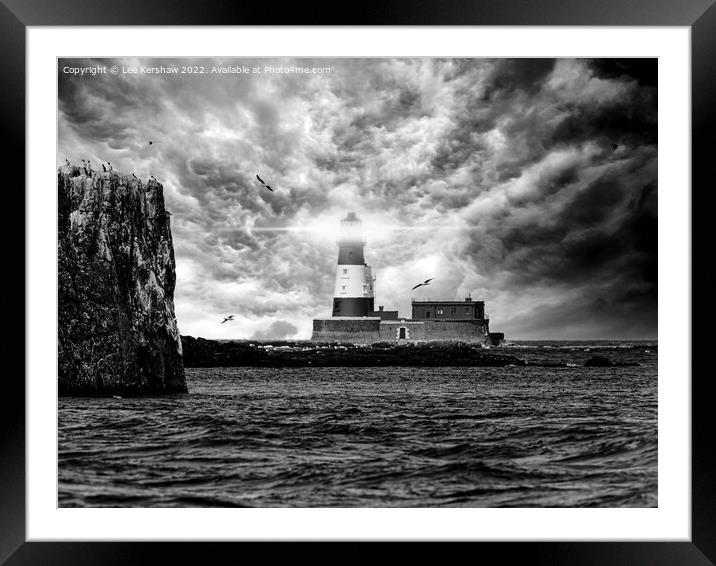 The Resilient Beacon of Longstone Lighthouse Framed Mounted Print by Lee Kershaw