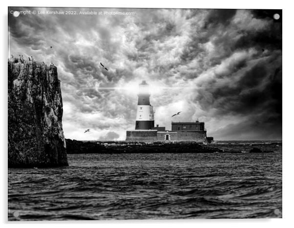 The Resilient Beacon of Longstone Lighthouse Acrylic by Lee Kershaw