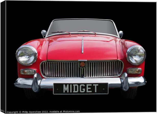 Red 1960s MG Midget sports car Canvas Print by Philip Openshaw