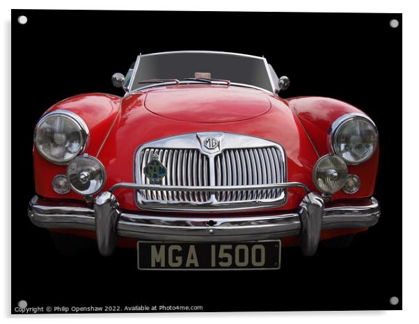 Red 1957 MGA 1500 Acrylic by Philip Openshaw