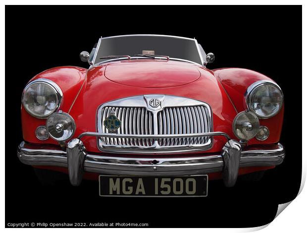 Red 1957 MGA 1500 Print by Philip Openshaw