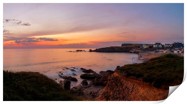 Crooklets Beach Sunset, Bude, Cornwall Print by Maggie McCall