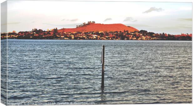 Mangere Mountain across the Manukau Harbour Canvas Print by Errol D'Souza