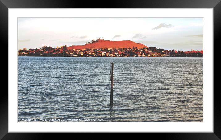 Mangere Mountain across the Manukau Harbour Framed Mounted Print by Errol D'Souza