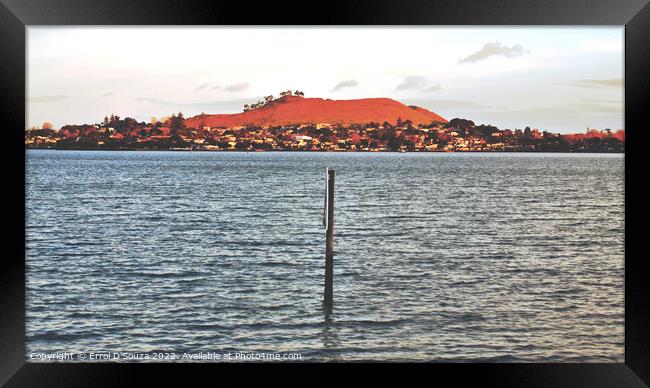 Mangere Mountain across the Manukau Harbour Framed Print by Errol D'Souza