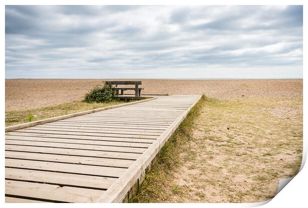 Boardwalk down to Thorpeness beach Print by Jason Wells