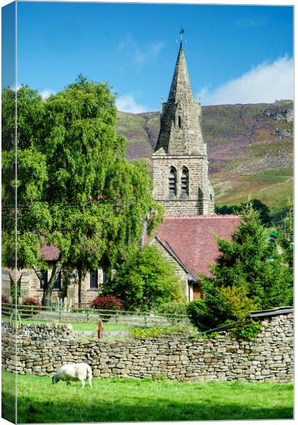 Edale Church Peak District  Canvas Print by Alison Chambers