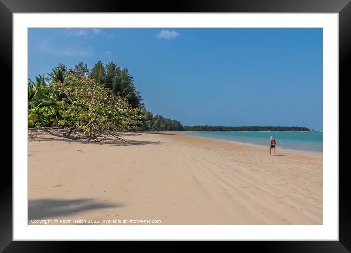 Alone on the beach Framed Mounted Print by Kevin Hellon