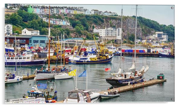 Brixham A Busy Little Port Acrylic by Peter F Hunt