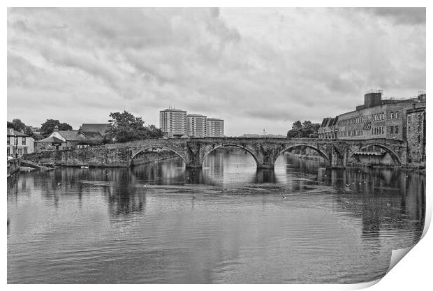 Abstract view of the Auld brig over the River Ayr in Ayr town centre Print by Allan Durward Photography
