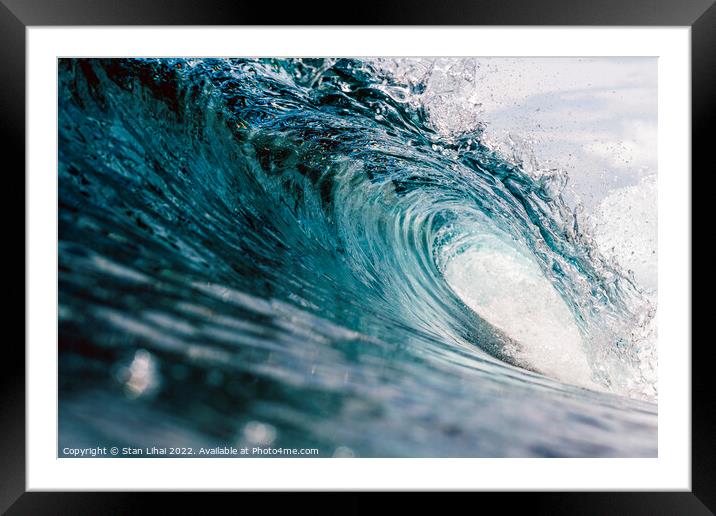 Inside view of the huge breaking wave of the sea  Framed Mounted Print by Stan Lihai