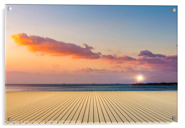 Sunset over the beach Acrylic by Stan Lihai