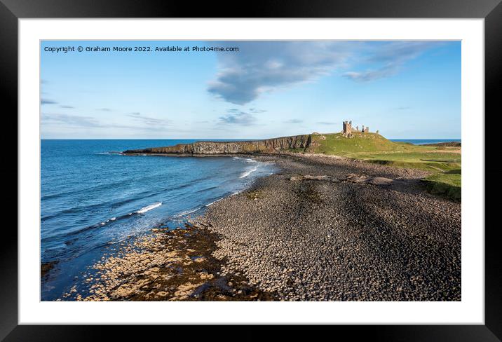 Dunstanburgh Castle from the north elevated Framed Mounted Print by Graham Moore