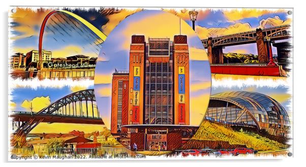 Newcastle And Gateshead (Digital Art Collage) Acrylic by Kevin Maughan