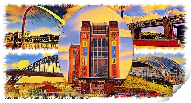 Newcastle And Gateshead (Digital Art Collage) Print by Kevin Maughan