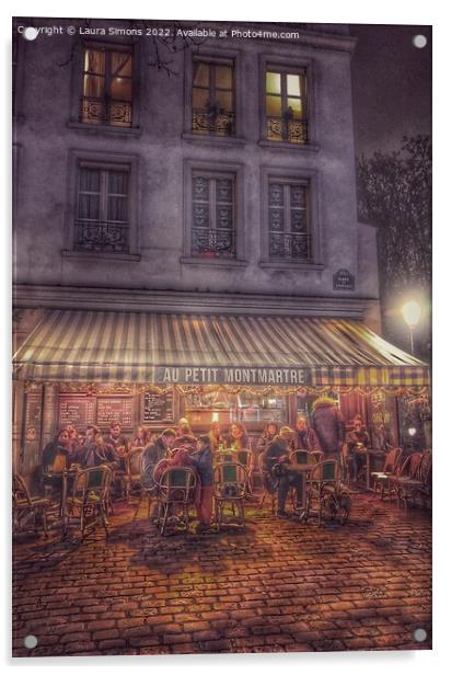 French Paris cafe scene Acrylic by Laura Simons