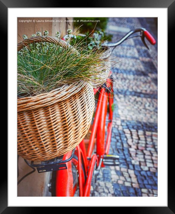 Red bicycle Framed Mounted Print by Laura Simons