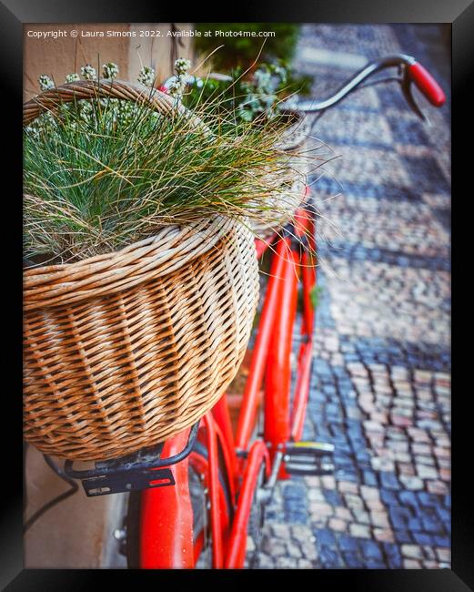 Red bicycle Framed Print by Laura Simons