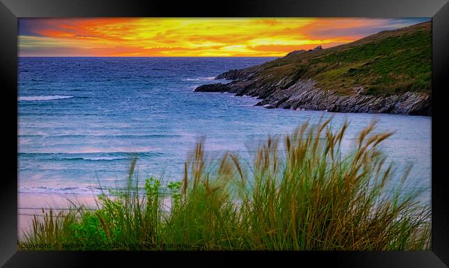 Majestic Sunset Over Crantock Bay Framed Print by Jeremy Sage