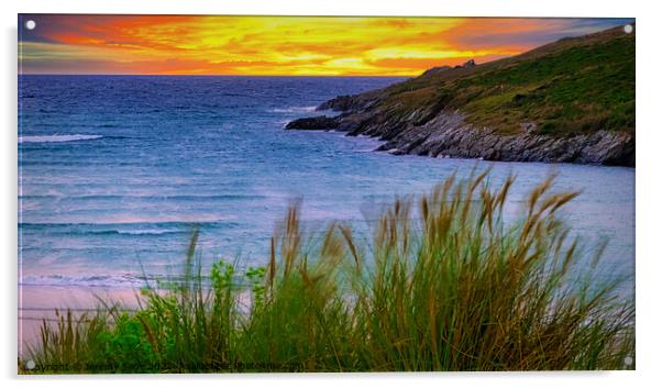 Majestic Sunset Over Crantock Bay Acrylic by Jeremy Sage