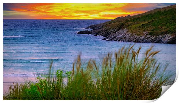 Majestic Sunset Over Crantock Bay Print by Jeremy Sage