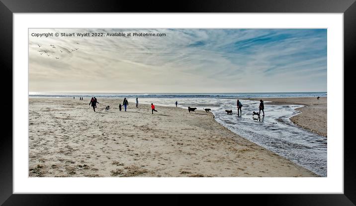 Walking on Woolacombe Beach Framed Mounted Print by Stuart Wyatt
