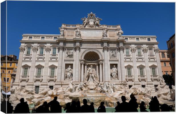Trevi Fountain and People Silhouette in Rome Canvas Print by Artur Bogacki