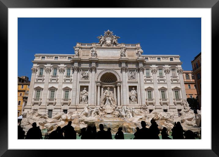 Trevi Fountain and People Silhouette in Rome Framed Mounted Print by Artur Bogacki