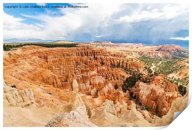 Storm Clouds in Bryce Canyon, Utah Print by colin chalkley