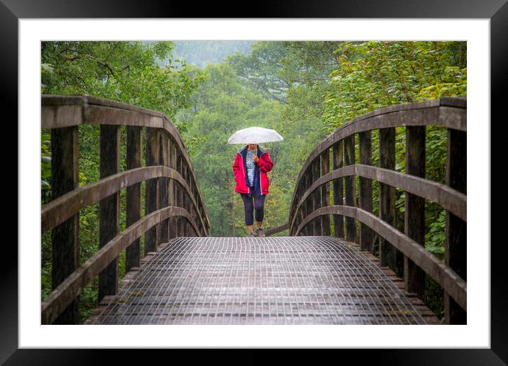 Walking in the rain Framed Mounted Print by Leighton Collins