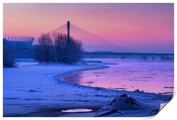 Vistula River In Warsaw At Winter Dawn Print by Artur Bogacki