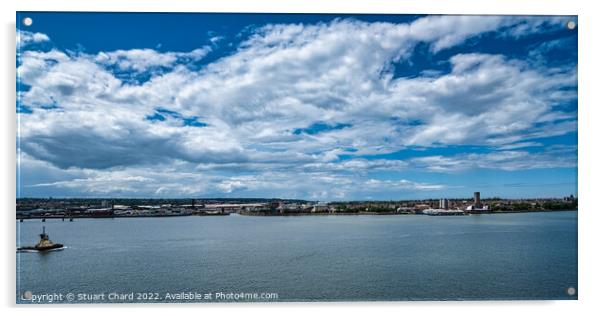 River Mersey Liverpool Acrylic by Stuart Chard