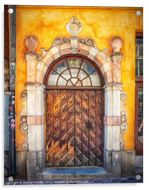 Stockholm Gamla Stan Wooden Door Acrylic by Antony McAulay