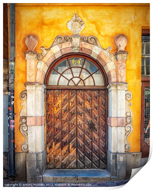 Stockholm Gamla Stan Wooden Door Print by Antony McAulay