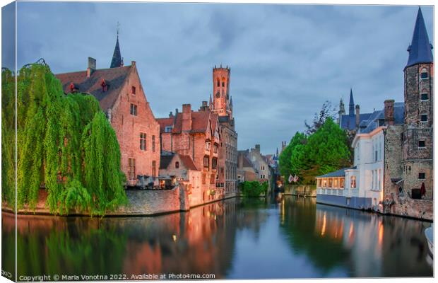 View on Bruges old town in Belgium Canvas Print by Maria Vonotna