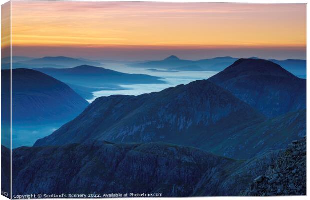 Glencoe mountain Glow Canvas Print by Scotland's Scenery