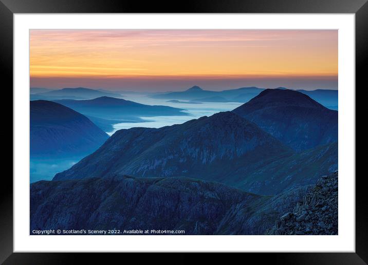 Glencoe mountain Glow Framed Mounted Print by Scotland's Scenery