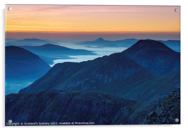Glencoe mountain Glow Acrylic by Scotland's Scenery