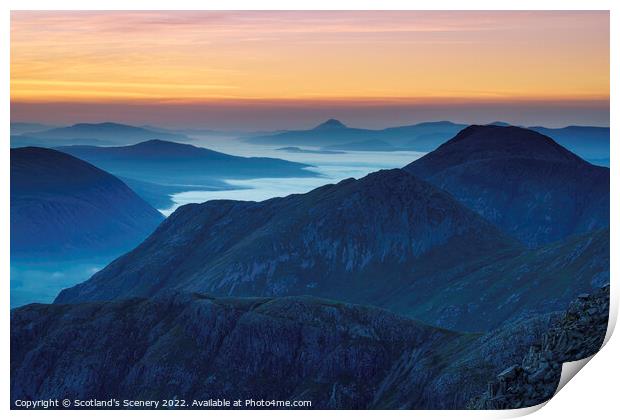 Glencoe mountain Glow Print by Scotland's Scenery