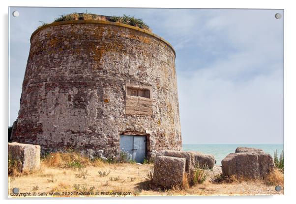 Martello Tower - Old fortification on beach near Eastbourne Acrylic by Sally Wallis
