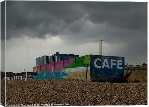 The Bathing Hut Cafe Canvas Print by Mark Ward
