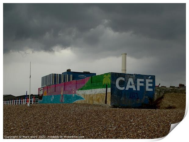 The Bathing Hut Cafe Print by Mark Ward