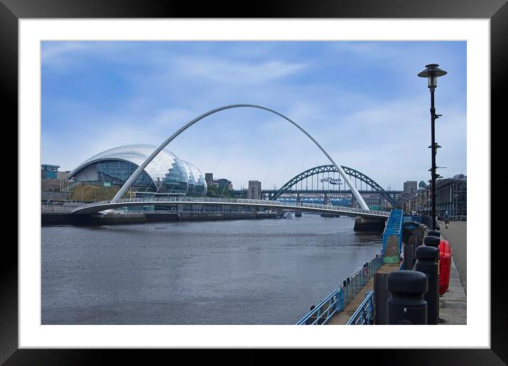 Newcastle Quayside and Bridges Framed Mounted Print by Martyn Arnold