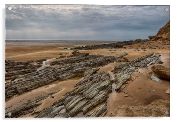 Rocks on Saunton Sands Acrylic by Derek Daniel