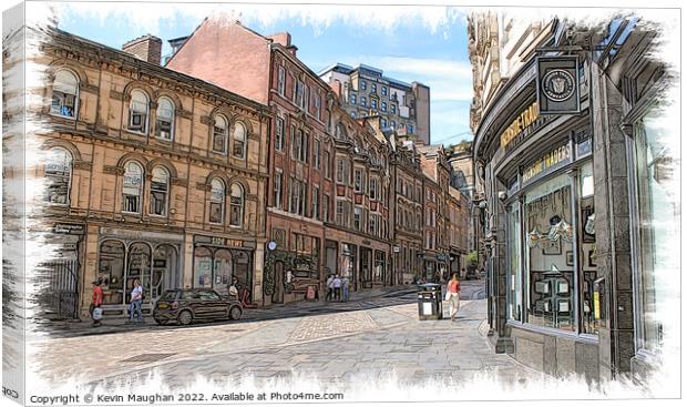 The Side In Newcastle (Sketch Style Art Image) Canvas Print by Kevin Maughan