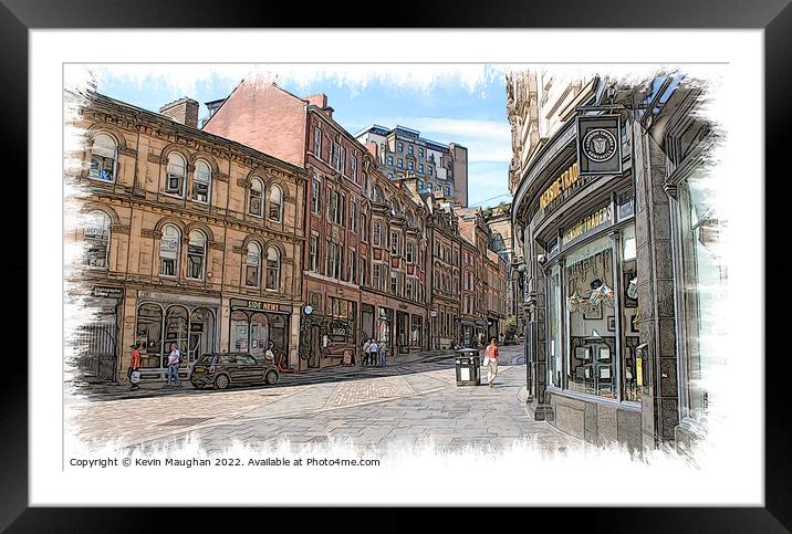 The Side In Newcastle (Sketch Style Art Image) Framed Mounted Print by Kevin Maughan